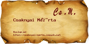 Csaknyai Márta névjegykártya